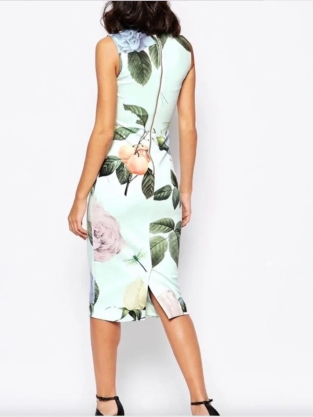 Ted Baker Ravina Mint Floral Midi Dress, Green Leaf Print, US Size 6, Ted Size 2 - Picture 8 of 8
